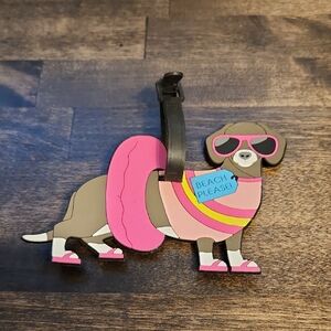 Beach Please Dachshund Dog Luggage Tag
